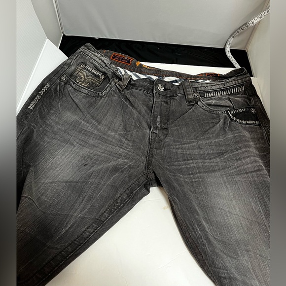 Rock Revival Gray Straight Jeans Classic Style - Picture 2 of 15